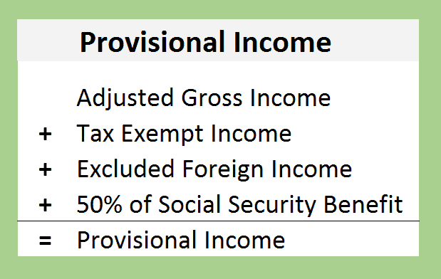 Social Security Tax Provisional Income