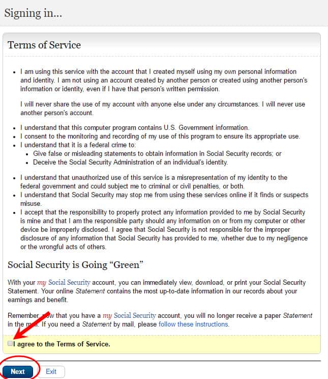 open a my social security account step #7