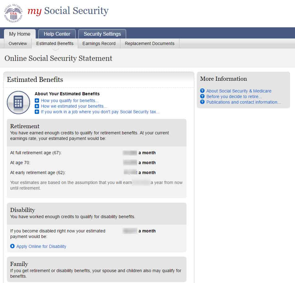 online social security benefits