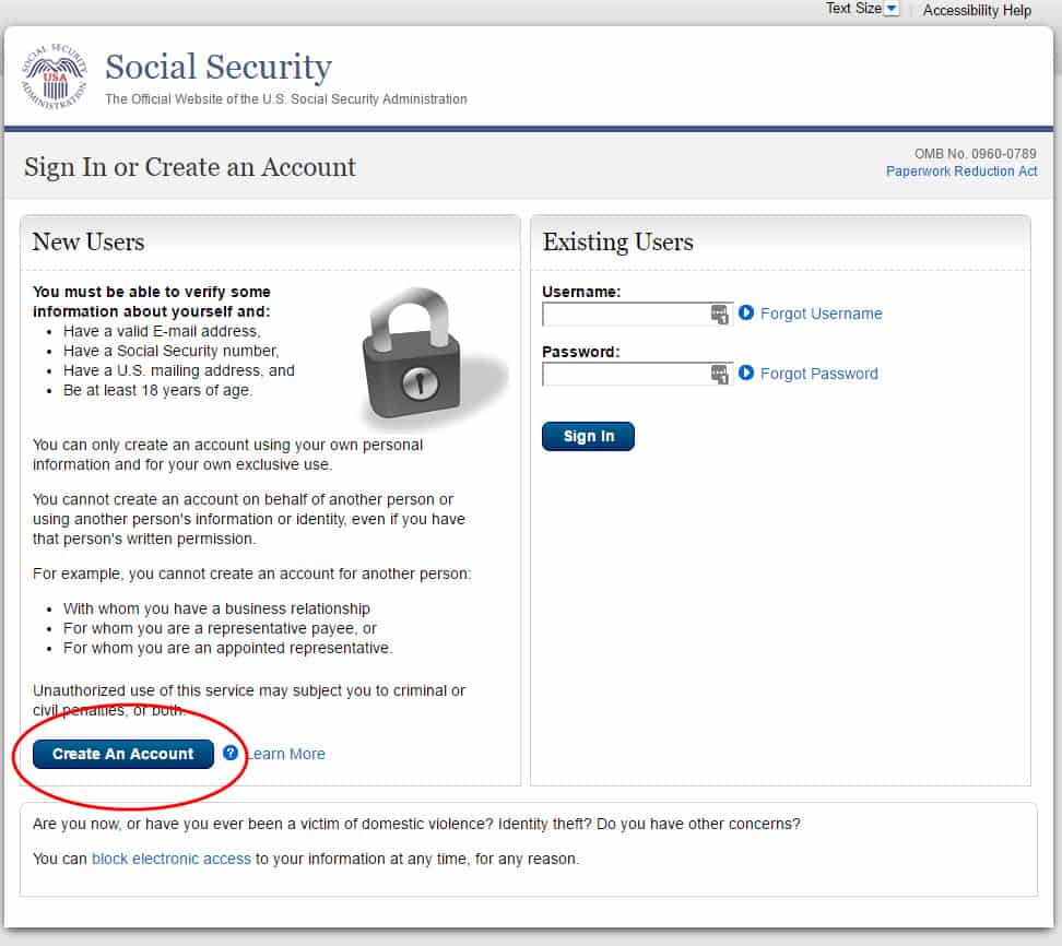 open a my social security account step #4