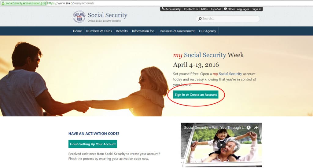 open a my social security account step #3