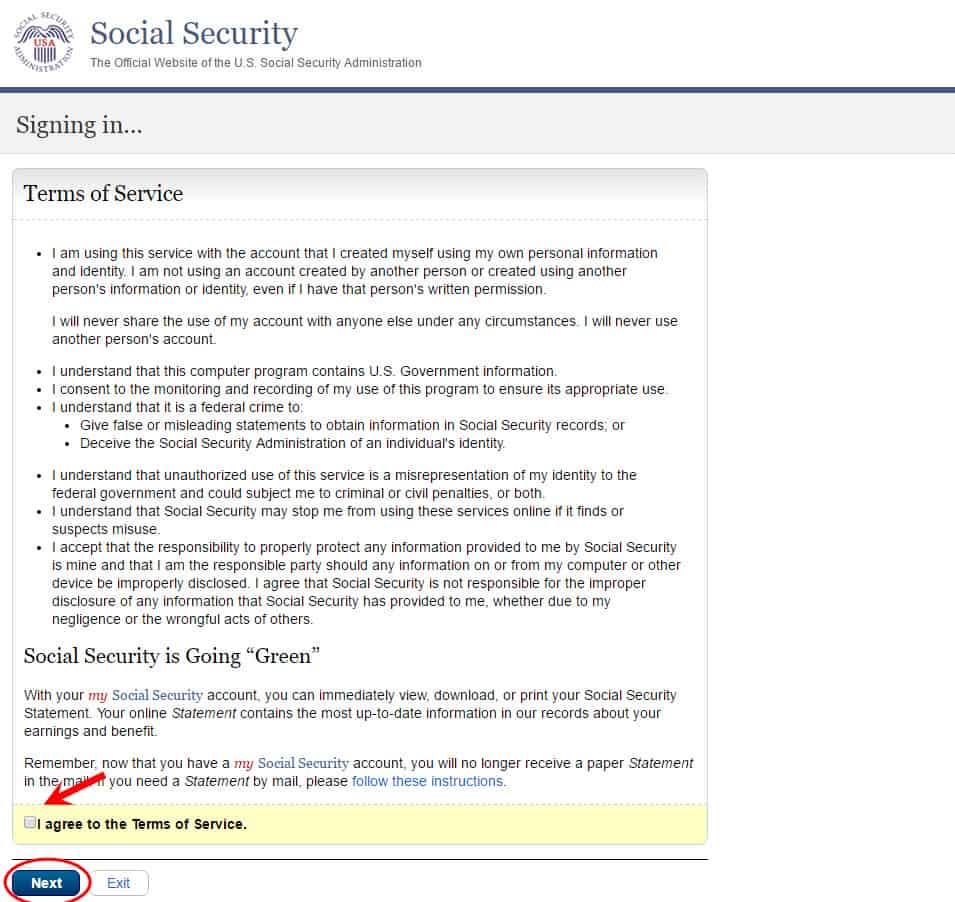 my ssa terms of service