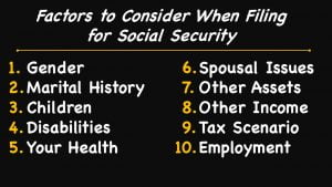 the factors to consider when choosing the right age to collect social security